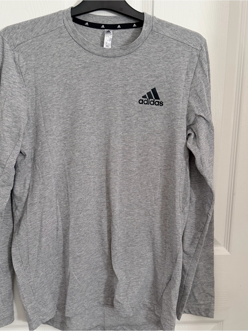 adidas Men's Light Grey Long Sleeve Crew Neck Tee